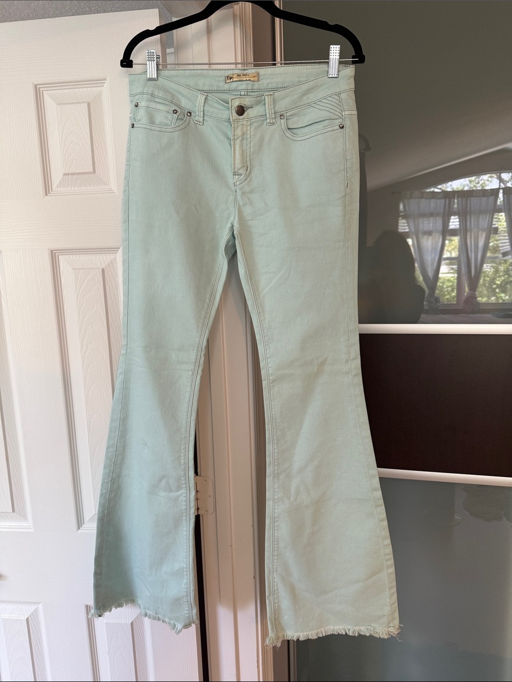 Free People Sea-foam/Light Turquoise Flare Jeans